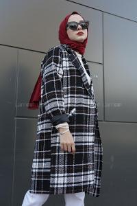 Modalamelif Çift Cepli Ekose Ceket Siyah
