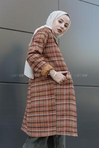 Modalamelif Çift Cepli Ekose Ceket Kahverengi