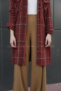 Modalamelif Beli Lastikli Triko Pantolon Sütlü Kahve