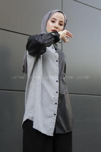 Modalamelif Gri Siyah Parçalı Gömlek