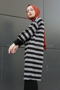 Modalamelif Yarım Boğazlı Balon Kol Tunik Gri