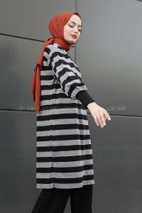 Modalamelif Yarım Boğazlı Balon Kol Tunik Gri