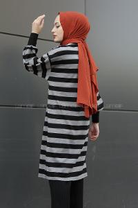 Modalamelif Yarım Boğazlı Balon Kol Tunik Gri