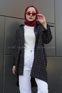 Modalamelif Tek Cepli Ekose Oduncu Gömlek Füme