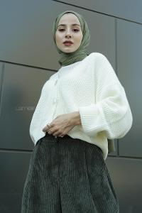 Modalamelif Düğmeli Selanik Hırka Ekru