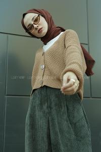 Modalamelif Düğmeli Selanik Hırka Karamel