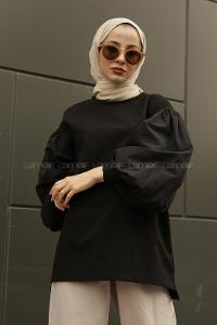 Modalamelif Balon Kol Düz Sweat Siyah