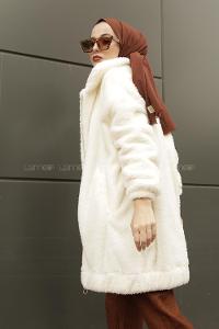 Lamelif Peluş Mont Ekru