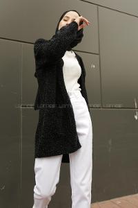 Modalamelif Simli Triko Hırka Siyah