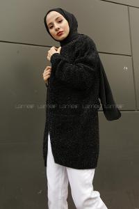 Modalamelif Simli Triko Hırka Siyah