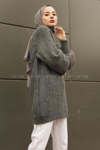 Modalamelif Yarım Boğazlı Balon Kol Kazak  Antrasit