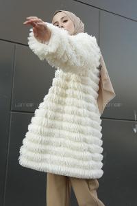 Modalamelif Kırçıllı Peluş Ceket Ekru