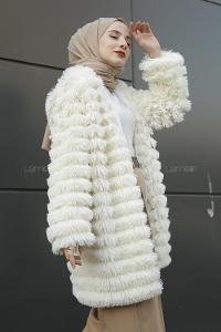 Modalamelif Kırçıllı Peluş Ceket Ekru