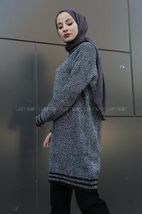 Modalamelif Simli Triko Tunik Füme