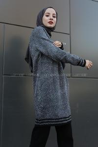 Modalamelif Simli Triko Tunik Füme