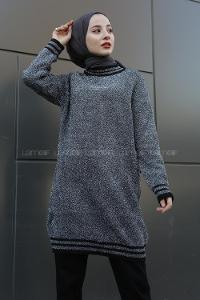 Modalamelif Simli Triko Tunik Füme