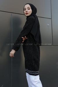 Modalamelif Simli Triko Tunik Siyah