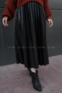 Modalamelif Siyah Deri Etek