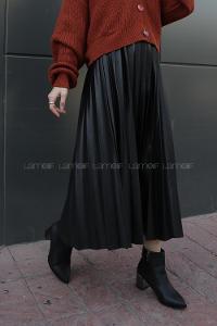 Modalamelif Siyah Deri Etek