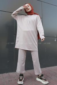 Modalamelif Sucuba Kapşonlu Takım  Taş Rengi