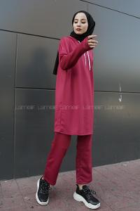 Modalamelif Sucuba Kapşonlu Takım  Vişne