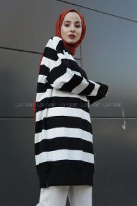 Modalamelif Kalın Çizgili Celina Tunik Siyah