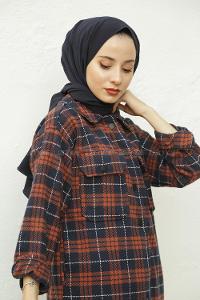 Modalamelif Lacivert Krınkıl Medine İpeği Şal