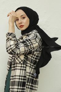 Modalamelif Siyah Krınkıl Medine İpeği Şal