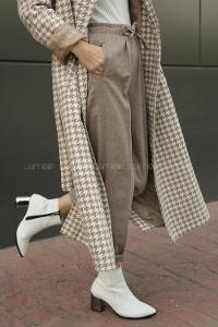 Modalamelif  Beli Lastikli Kaşe  Pantolon  Vizonrengi