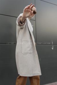 Modalamelif Düşük Kol Uzun Kaban Bej