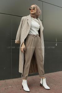 Modalamelif Kazayğı Desenli Kaban Bej