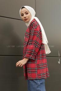 Modalamelif Kemerli  Ekose Kaban Kırmızı