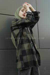 Modalamelif  Önü Düğmeli Oduncu Gömleği  Haki