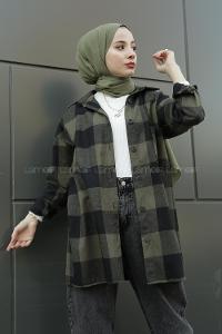 Modalamelif  Önü Düğmeli Oduncu Gömleği  Haki