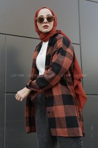 Modalamelif  Önü Düğmeli Oduncu Gömleği Siyah Tarçın