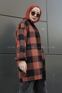 Modalamelif  Önü Düğmeli Oduncu Gömleği Siyah Tarçın