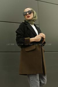 Modalamelif Çif Renk Boyfirend Kaşe Ceket Siyah Haki