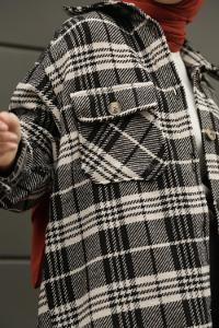 Modalamelif Çift Cepli Ekose Gömlek Siyah Beyaz