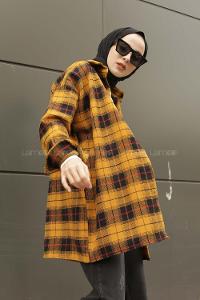 Modalamelif  Önü Düğmeli Oduncu Gömleği Hardal Sarısı