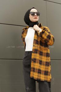 Modalamelif  Önü Düğmeli Oduncu Gömleği Hardal Sarısı