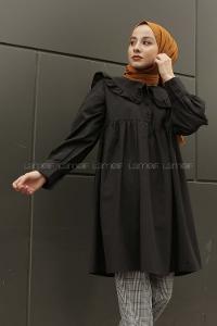 Modalamelif Yaka Detaylı Gömlek Siyah