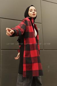 Modalamelif Tek Cep Detaylı Ekose Gömlek  Kırmızı Siyah