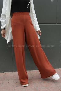 Modalamelif Beli Lastikli Triko Pantolon Kiremit