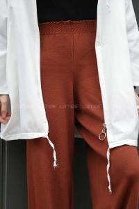 Modalamelif Beli Lastikli Triko Pantolon Kiremit