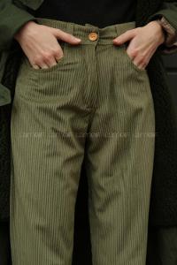 Modalamelif Kadife Pantolon Haki