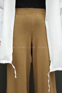 Modalamelif Beli Lastikli Triko Pantolon Sütlü Kahve