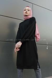 Modalamelif Balon Kol Düz Renk Sweat Siyah