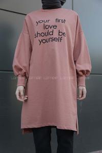 Modalamelif Balon Kol Love Tunik Gül