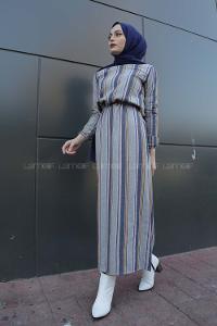 Modalamelif Belden Bağcıklı Elbise Sütlü Kahve