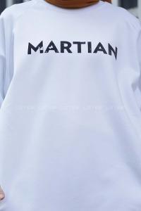 Modalamelif Bisiklet Yaka Martian Yazı Baskılı Sweat Beyaz